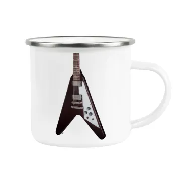 Guitar flying V, Metallic enamel cup white 360ml