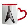 Mug heart red handle, ceramic, 330ml
