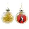 Transparent Christmas tree ball ornament with gold filling 8cm