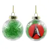 Transparent Christmas tree ball ornament with green filling 8cm