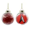 Transparent Christmas tree ball ornament with red filling 8cm