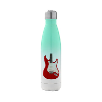 Guitar stratocaster, Metal mug thermos Green/White (Stainless steel), double wall, 500ml