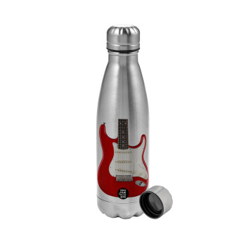 Guitar stratocaster, Metallic water bottle, stainless steel, 750ml