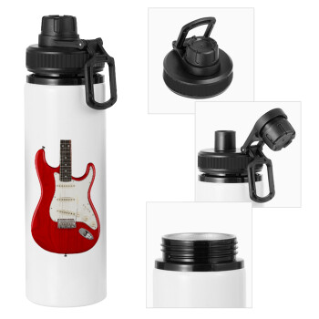 Guitar stratocaster, Metal water bottle with safety cap, aluminum 850ml