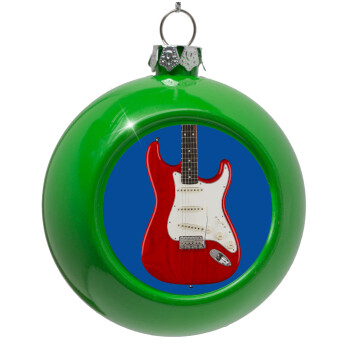 Guitar stratocaster, Green Christmas tree ornament bauble 8cm