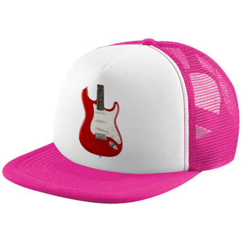 Guitar stratocaster, Καπέλο Soft Trucker με Δίχτυ Pink/White 