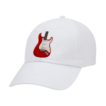 Guitar stratocaster, Καπέλο ενηλίκων Jockey Λευκό (snapback, 5-φύλλο, unisex)