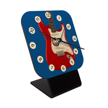 Guitar stratocaster, Quartz Table clock in natural wood (10cm)