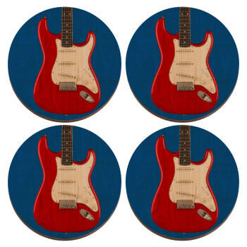 Guitar stratocaster, ΣΕΤ x4 Σουβέρ ξύλινα στρογγυλά plywood (9cm)