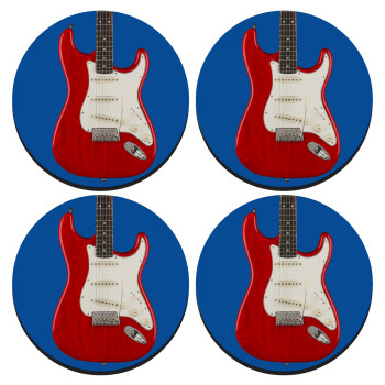 Guitar stratocaster, ΣΕΤ 4 Σουβέρ ξύλινα στρογγυλά (9cm)