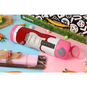 Guitar stratocaster, Easter candle, Childrens hot water bottle, stainless steel, with safety straw, PINK (500ml)