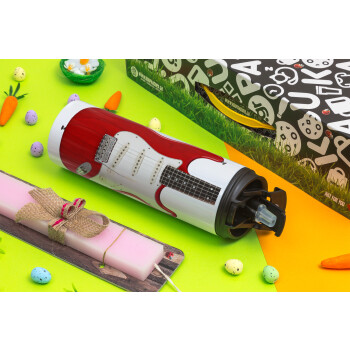 Guitar stratocaster, Πασχαλινή Λαμπάδα με Travel Tumbler θερμό με διπλό καπάκι (600ml, BPA free) & κερί αρωματικό πλακέ (30cm) (ΡΟΖ)
