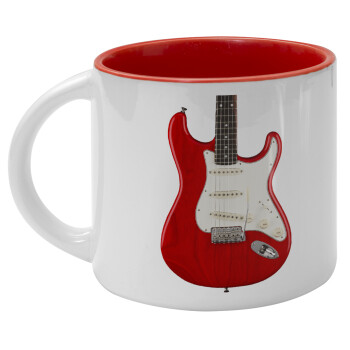 Guitar stratocaster, Κούπα κεραμική 400ml Λευκή/Κόκκινη