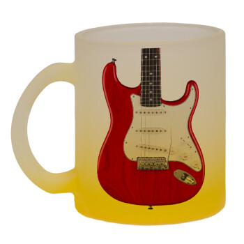 Guitar stratocaster, Κούπα γυάλινη δίχρωμη με βάση το κίτρινο ματ, 330ml