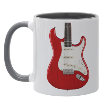 Guitar stratocaster, Mug colored grey, ceramic, 330ml