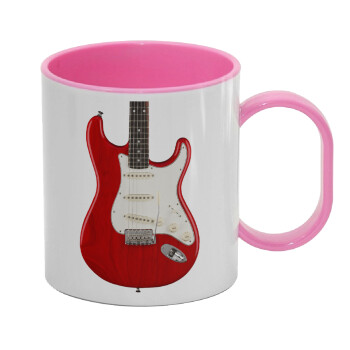 Guitar stratocaster, Κούπα (πλαστική) (BPA-FREE) Polymer Ροζ για παιδιά, 330ml