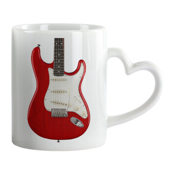 Guitar stratocaster, Mug heart handle, ceramic, 330ml