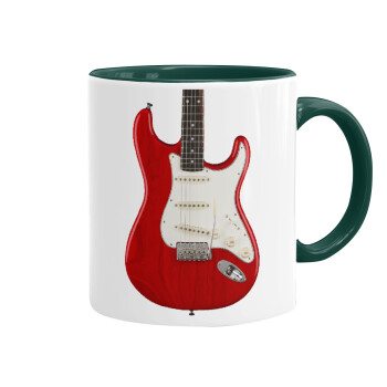 Guitar stratocaster, Mug colored green, ceramic, 330ml