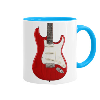 Guitar stratocaster, Mug colored light blue, ceramic, 330ml