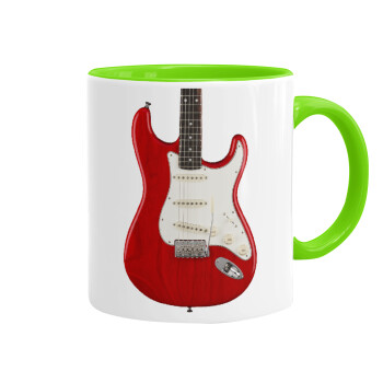 Guitar stratocaster, Mug colored light green, ceramic, 330ml