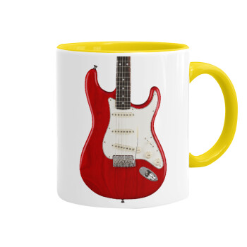 Guitar stratocaster, Mug colored yellow, ceramic, 330ml