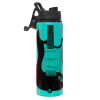 Metallic water bottle with safety lid, 850ml aluminum