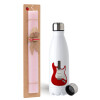 Easter Set, metallic stainless steel water bottle (750ml) & scented flat Easter candle (30cm) (PINK)
