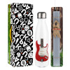 Easter candle, metallic white thermos bottle (500ml) & aromatic flat candle (30cm) (GRAY)