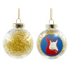 Transparent Christmas tree ball ornament with gold filling 8cm