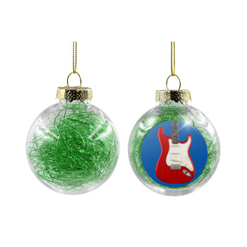 Guitar stratocaster, Χριστουγεννιάτικη μπάλα δένδρου διάφανη με πράσινο γέμισμα 8cm