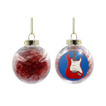 Guitar stratocaster, Transparent Christmas tree ball ornament with red filling 8cm