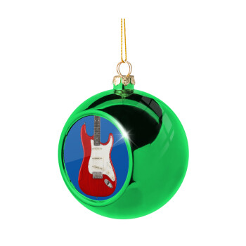 Guitar stratocaster, Green Christmas tree ornament ball 8cm