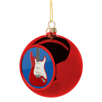 Guitar stratocaster, Χριστουγεννιάτικη μπάλα δένδρου Κόκκινη 8cm