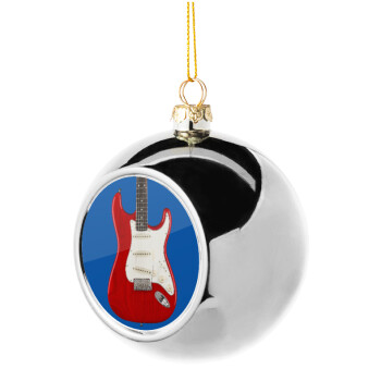 Guitar stratocaster, Silver 8cm Christmas tree ball ornament
