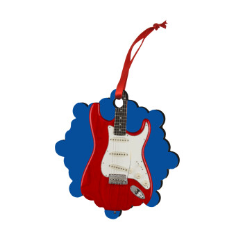 Guitar stratocaster, Christmas ornament snowflake wooden 7.5cm