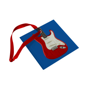 Guitar stratocaster, Χριστουγεννιάτικο στολίδι γυάλινο τετράγωνο 9x9cm