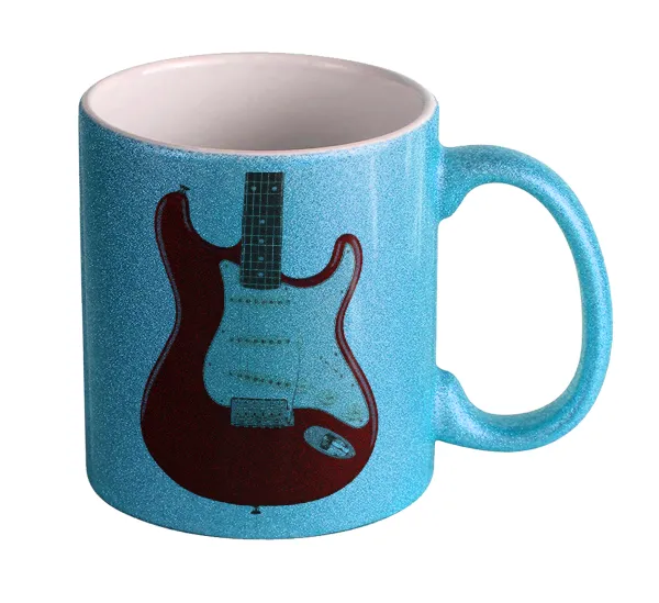 Guitar stratocaster — Κούπα Σιέλ Glitter που γυαλίζει, κεραμική, 330ml
