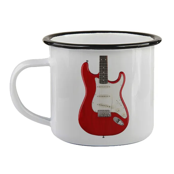 Guitar stratocaster — Enamel mug with black rim, 360ml