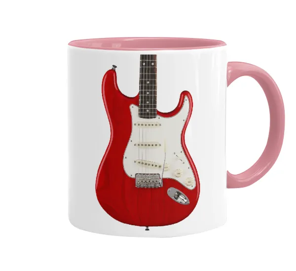 Guitar stratocaster — Κούπα χρωματιστή ροζ, κεραμική, 330ml
