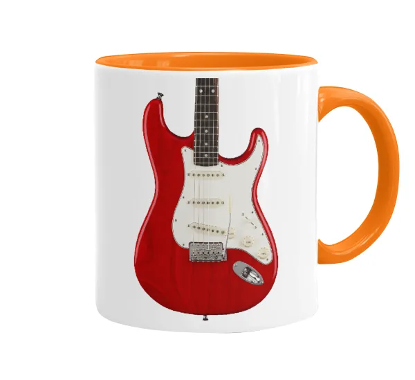 Guitar stratocaster — Mug colored orange, ceramic, 330ml