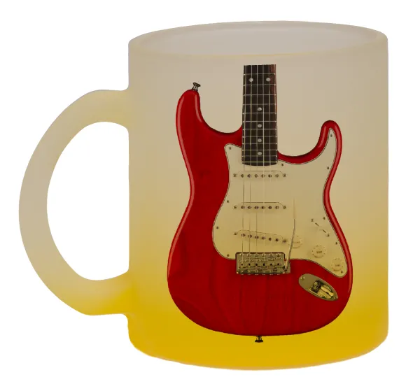 Guitar stratocaster — Κούπα γυάλινη δίχρωμη με βάση το κίτρινο ματ, 330ml