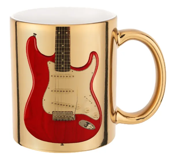 Guitar stratocaster — Mug ceramic, gold mirror, 330ml