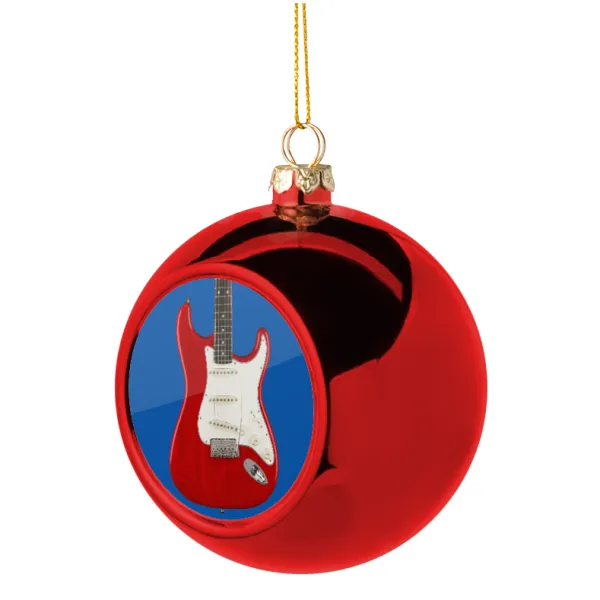 Guitar stratocaster — Χριστουγεννιάτικη μπάλα δένδρου Κόκκινη 8cm