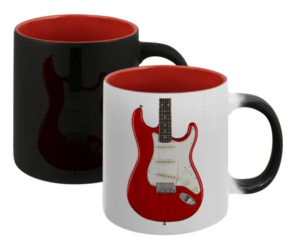 Guitar stratocaster — Κούπα Μαγική εσωτερικό κόκκινο, κεραμική, 330ml που αλλάζει χρώμα με το ζεστό ρόφημα