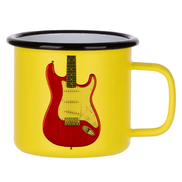 Guitar stratocaster — Κούπα Μεταλλική εμαγιέ ΜΑΤ Κίτρινη 360ml