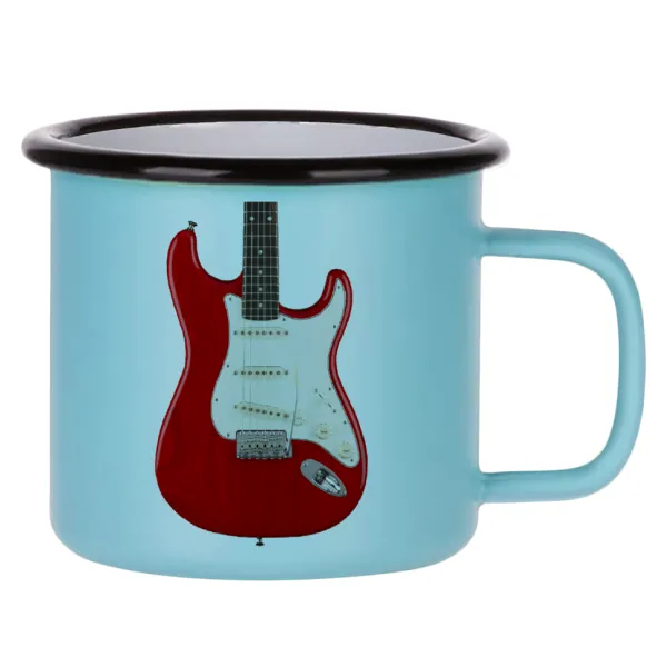 Guitar stratocaster — Κούπα Μεταλλική εμαγιέ ΜΑΤ σιέλ 360ml