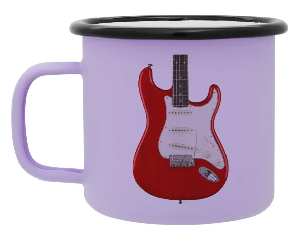 Guitar stratocaster — Metal enamel mug, matte light pastel purple, 360ml