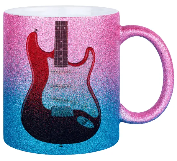 Guitar stratocaster — Κούπα Χρυσή/Μπλε Glitter, κεραμική, 330ml