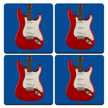 Guitar stratocaster, ΣΕΤ 4 Σουβέρ ξύλινα τετράγωνα (9cm)