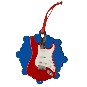 Guitar stratocaster, Christmas ornament snowflake wooden 7.5cm